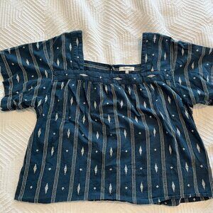 Madewell Navy and White Patterned Top